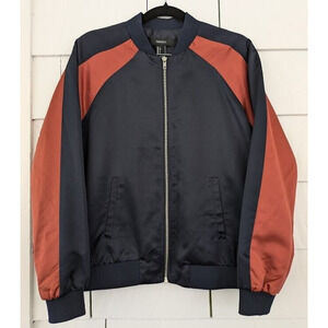 Forever 21 Womens Small Zip Front Bomber Jacket Colorblock Streetwear Sportstyle